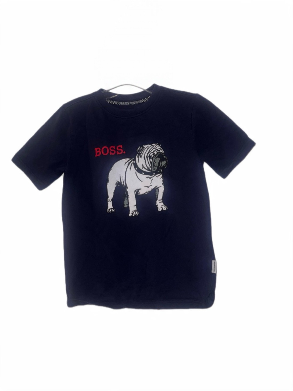 BOSS Boys Youth Black Short-Sleeve Bulldog Graphic Tee Med 10-12